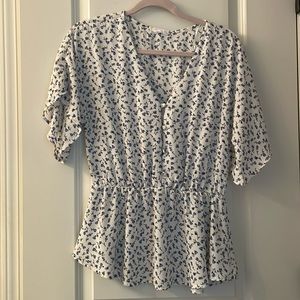 Blue and white floral top